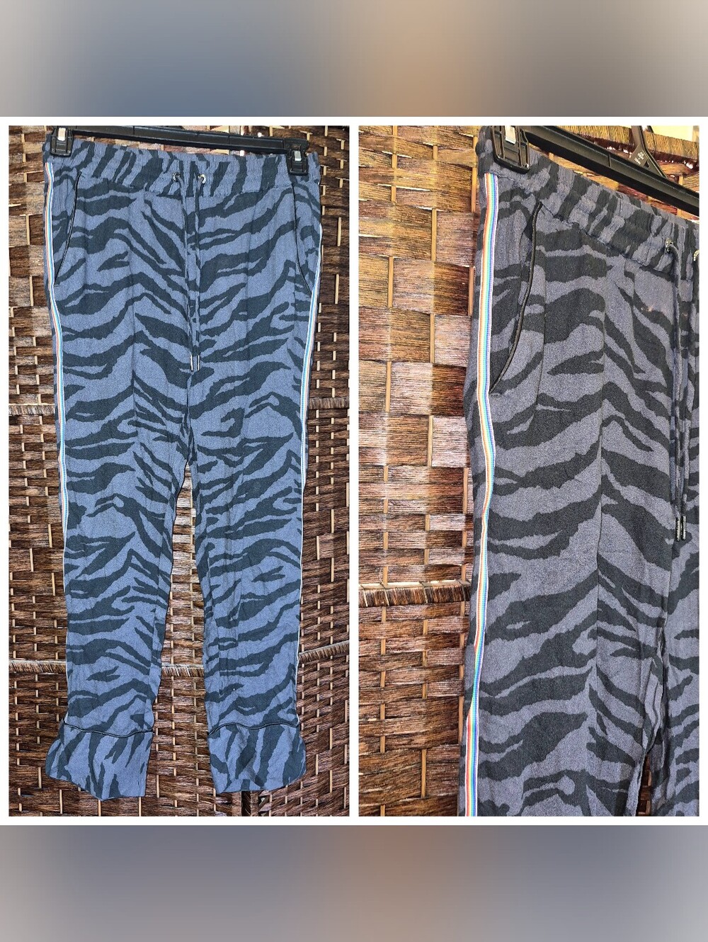 Zadig & Voltaire Parone Tigre Pants Black  Size S Women’s Rainbow Side Stripe